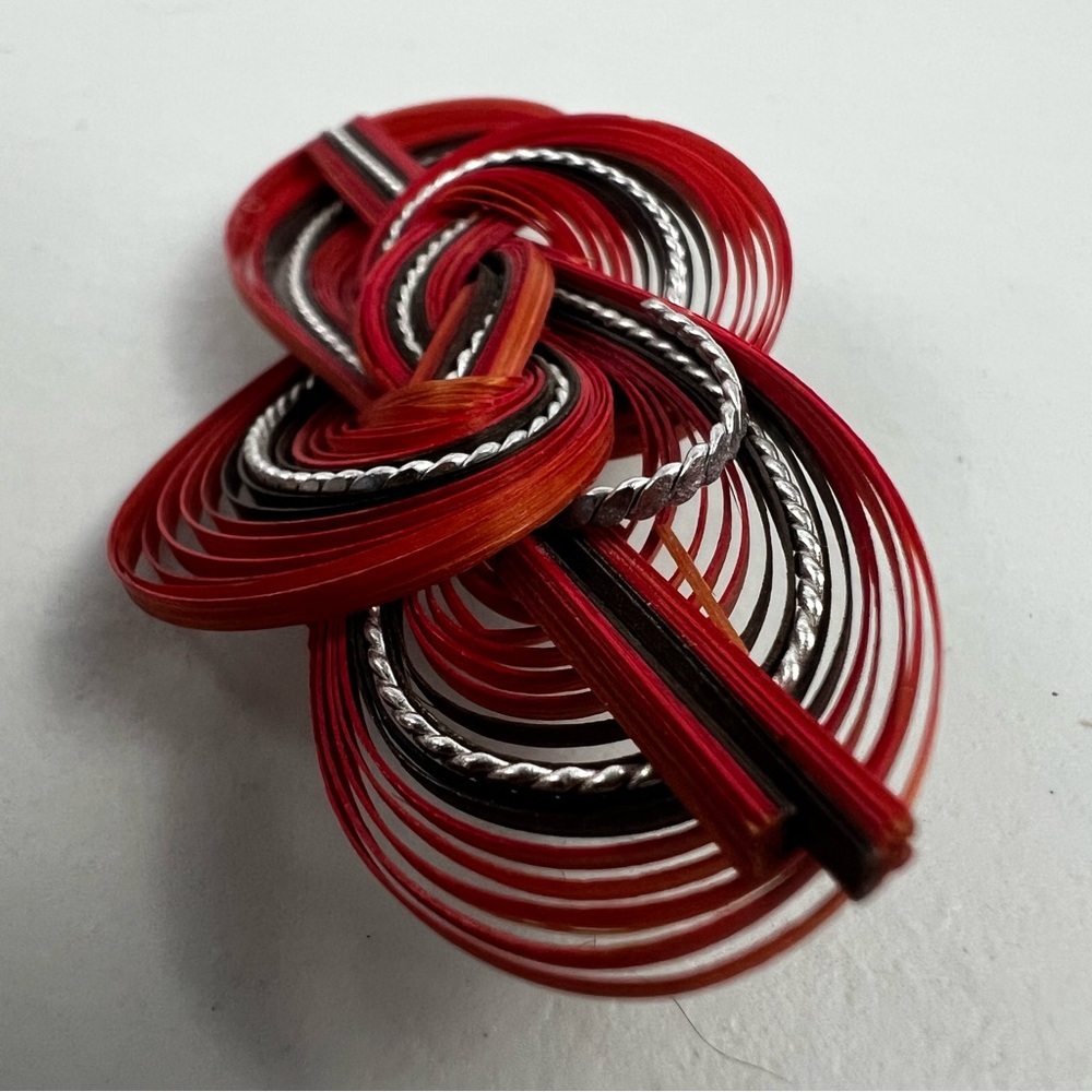Vintage Made in Taiwan Quilled Bamboo Brooch.